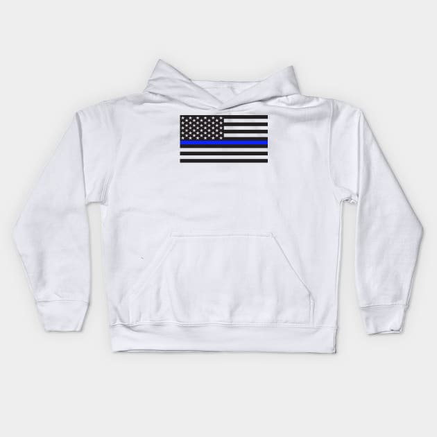 Thin Blue Line US Flag Kids Hoodie by Echo9Studio